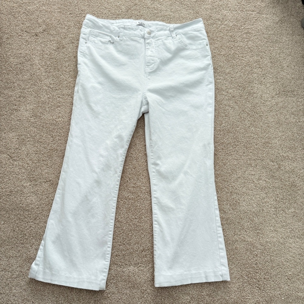 BLEU Cropped Jeans Womens 16 White High Rise Stretch Denim